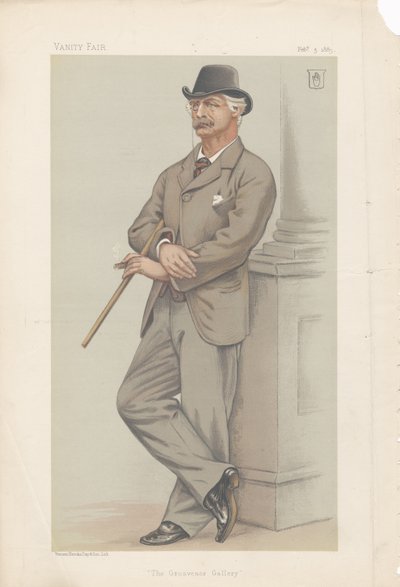Coutts Lindsay，1883年2月3日名利场的Grosvenor画廊（彩色石版画） 作者 约瑟夫·米德尔顿·乔普林