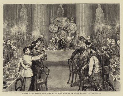 由市长给Garnet Wolseley爵士和军官颁发的Mansion House宴会 作者 约瑟夫·纳什