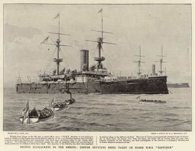 英国Bluejackets救援，克里特岛难民被带上HMS Barfleur 作者 Joseph Nash