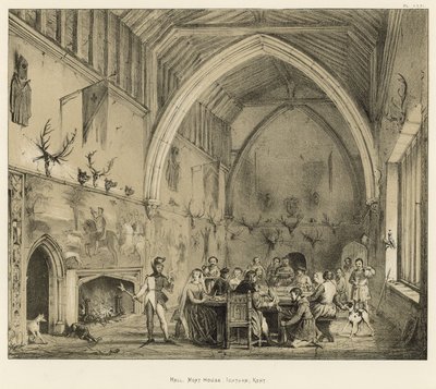 Hall，Moat House，Ightham，Kent 作者 Joseph Nash