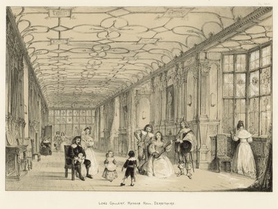 Long Gallery，Haddon Hall，Derbyshire 作者 Joseph Nash