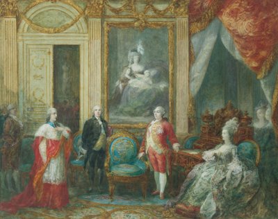 路易十六和他的妻子玛丽·安托瓦内特（Marie Antoinette）接受红衣主教 作者 约瑟夫·纳弗莱特