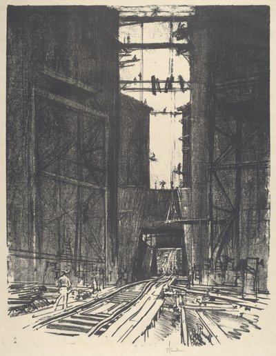 在加通闸底，1912年。 作者 约瑟夫·彭内尔