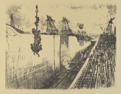 晚餐时间，Gatun Lock，1912年 作者 约瑟夫·彭内尔