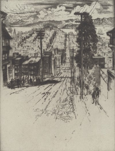 下山和上山到海湾，旧金山，1912年。 作者 约瑟夫·彭内尔