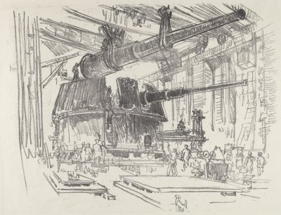 将火炮装入炮塔，1916年。 作者 约瑟夫·彭内尔