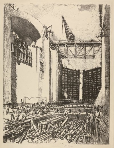 铺设 Pedro Miguel Lock 地板 作者 约瑟夫·彭内尔