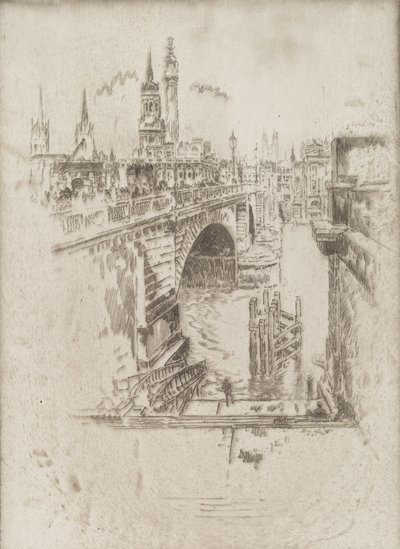 伦敦桥的楼梯，1903年。 作者 约瑟夫·彭内尔