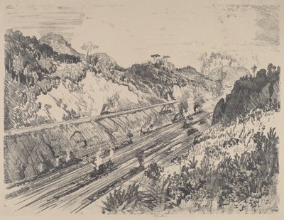 从Bas Obispo往上看切口，1912年。 作者 约瑟夫·彭内尔