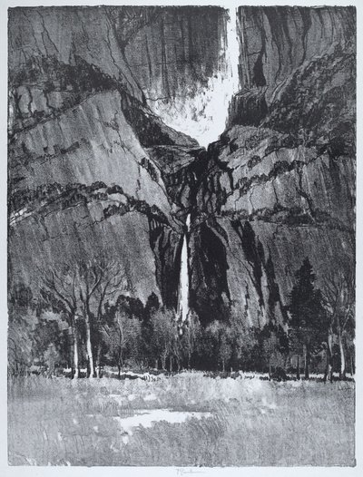 下瀑布，优胜美地，1912年。 作者 约瑟夫·彭内尔