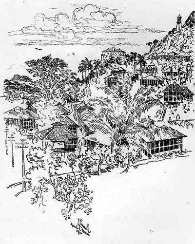 官方的Ancon，来自巴拿马运河的第二十四章，Joseph Pennell，1912年（纸上的木炭） 作者 约瑟夫·彭内尔