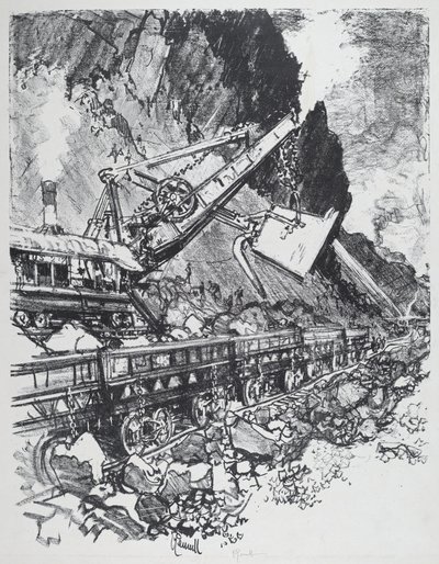 巴斯奥比斯波切口的蒸汽铲，1912年。 作者 约瑟夫·彭内尔