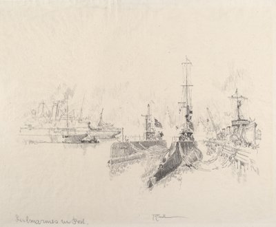 潜艇在港口，1917年。 作者 约瑟夫·彭内尔