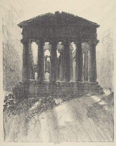 康科德神庙后面的日出，Girgenti，1913年。 作者 约瑟夫·彭内尔