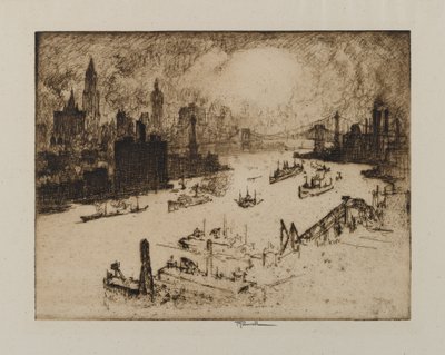 1915年威廉斯堡大桥的日落 作者 约瑟夫·彭内尔