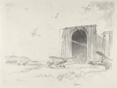 气球棚，1916年。 作者 约瑟夫·彭内尔