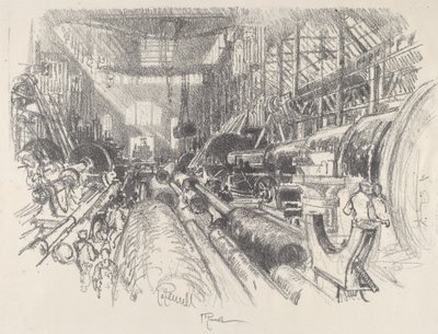 世界上最大的车床，1917年。 作者 约瑟夫·彭内尔