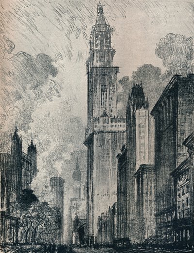 百老汇和伍尔沃斯大厦，纽约，1912年 作者 约瑟夫·彭内尔