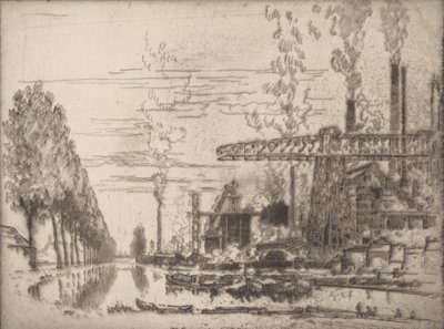 布鲁塞尔运河，一个现代霍贝玛，1910年。 作者 约瑟夫·彭内尔
