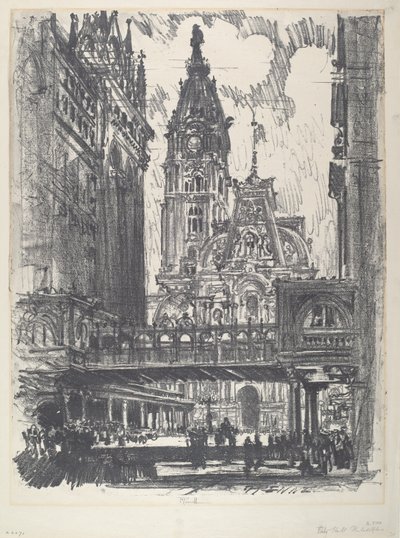 市政厅和跨市场街的大桥，1912年。 作者 约瑟夫·彭内尔