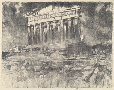 帕台农神庙的正面，日落，1913年。 作者 约瑟夫·彭内尔