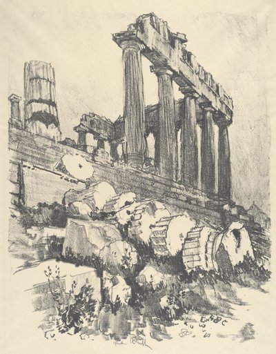堕落的柱子，雅典，1913年。 作者 约瑟夫·彭内尔