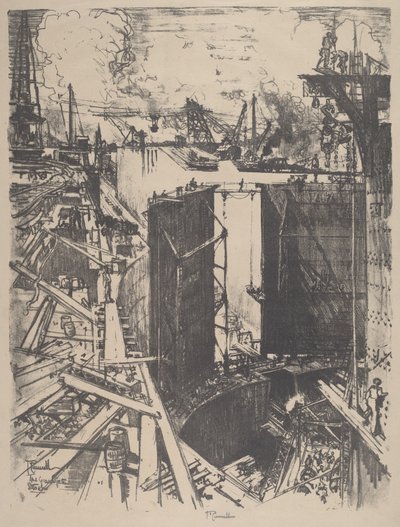 加通锁的警卫门，1912年。 作者 约瑟夫·彭内尔