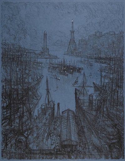 港口，热那亚，1913年 作者 约瑟夫·彭内尔