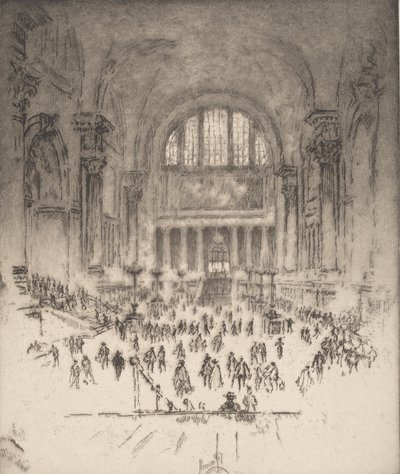 大理石大厅，宾夕法尼亚车站，纽约，1919年。 作者 约瑟夫·彭内尔