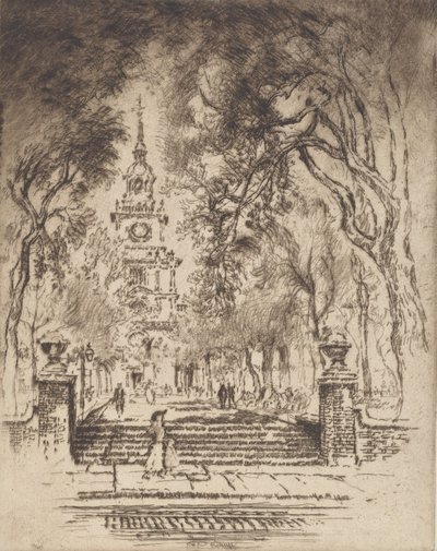 广场，独立广场，费城，1920年。 作者 约瑟夫·彭内尔