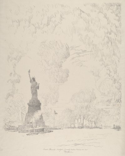 雕像，纽约湾，1910年。 作者 约瑟夫·彭内尔