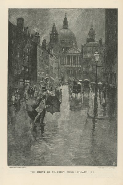 Ludgate Hill的圣保罗大教堂前面 作者 约瑟夫·彭内尔