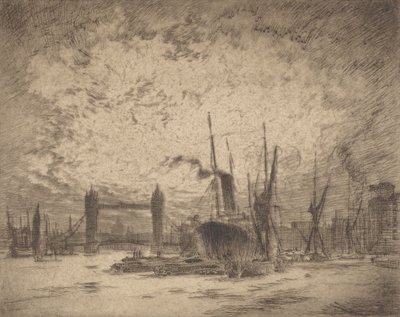 塔桥，晚上，1905年。 作者 约瑟夫·彭内尔