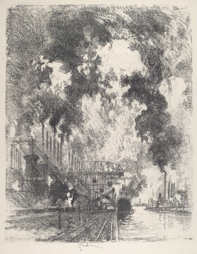 卸载矿石，1917年。 作者 约瑟夫·彭内尔