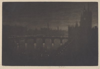 威斯敏斯特，晚间，1909。 作者 约瑟夫·彭内尔