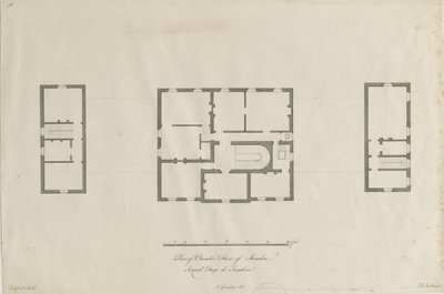 Sandon Hall-会议厅楼层平面图：版画，nd [1769-1771]（印刷） 作者 约瑟夫·皮克福德