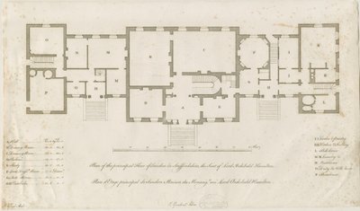 Sandon Hall-主楼层平面图：版画，nd [1769-1771]（印刷） 作者 约瑟夫·皮克福德