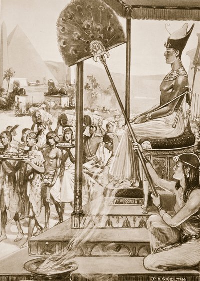 向拉美西斯二世致敬（19 世纪），插图选自《哈钦森国家史》，约 1910 年（平版） 作者 Joseph Ratcliffe Skelton