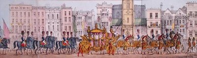 1837年11月9日维多利亚女王在伦敦市内的皇家行进全景图（平版）（细节）。 作者 约瑟夫·罗宾斯