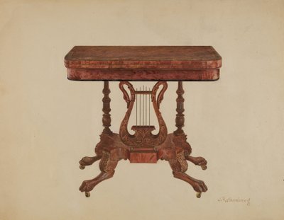 桌子上的Lyre Pedestal，1936年。 作者 约瑟夫·罗森伯格