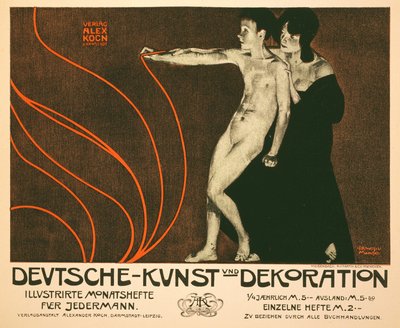 复制海报广告Deutsche Kunst und Dekoration，每月为所有人提供图解评论，1898年 作者 Joseph Rudolf Witzel