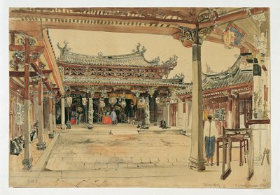 新加坡一座华人寺庙的庭院 作者 约瑟夫塞勒尼
