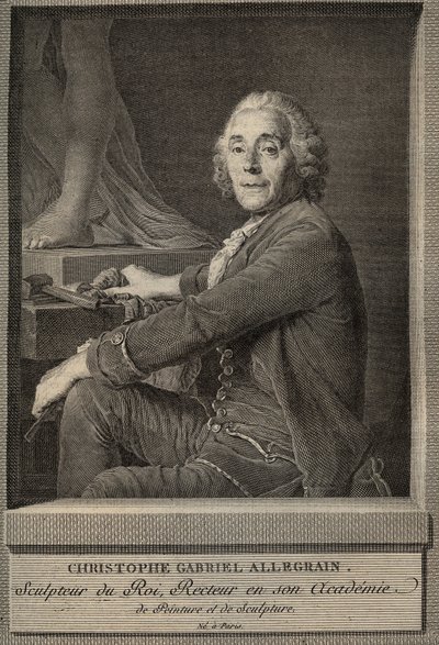 克里斯托夫-加布里埃尔（Christophe Gabriel）-阿勒格朗（1710-1795）法国雕塑家的肖像--根据约瑟夫-西弗莱恩-杜普雷西的画作雕刻的。 作者 约瑟夫·西弗雷德（Duplessis）