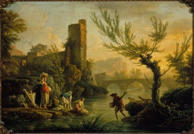 有洗衣女工的风景，1763 年（布面油画） 作者 约瑟夫·韦尔内特