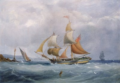 一艘商船驶入英格兰布里斯托尔的雅芳河口。布面油画 作者 约瑟夫·沃尔特