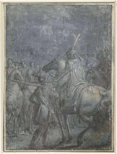 陆军指挥官与其他骑手一起骑马 一组类似的骑士和骑兵插图（系列标题） 作者 约阿希姆·冯·桑德拉特（一）
