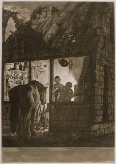 一个Farriers商店，由Willam Pether（c.1781-1821），1771年（mezzotint）刻 作者 德比的约瑟夫·赖特