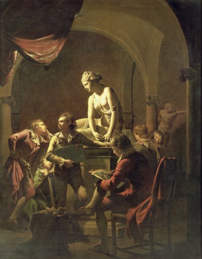 Lamplight的学院，约1768-69年（布面油画） 作者 德比的约瑟夫·赖特