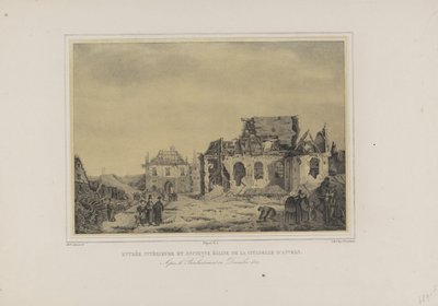 安特卫普城堡的入口和教堂，1832 年
安特卫普城堡的内部入口和前教堂。1832 年 12 月轰炸之后（标题见实物）
安特卫普城堡内部废墟七景相册（系列标题） 作者 M.罗波尔 (fils)
