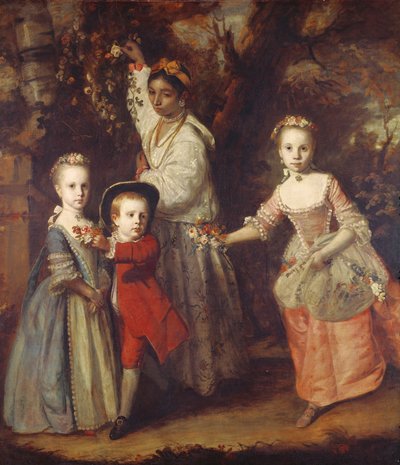1759年至1763年，Edward Holden Cruttenden与他们的印第安人Ayah的孩子们 作者 Joshua Reynolds